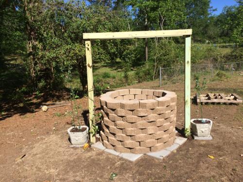 The first step of progress building the wishing well.